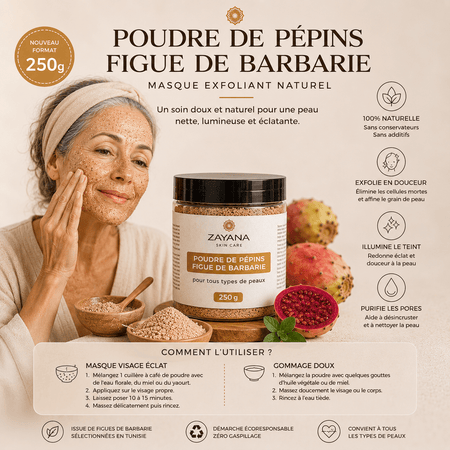 Poudre de Pépins de Figue de Barbarie – Masque Exfoliant Naturel